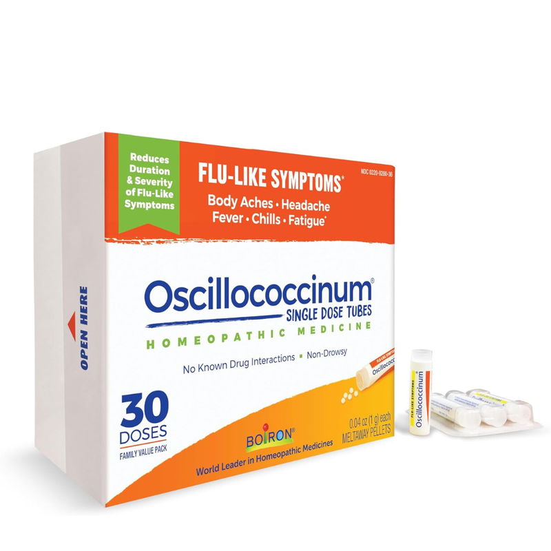 Boiron Oscillococcinum, Flu-Like Symptoms Relief, Body Aches & Chills, 30 Doses