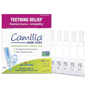 Boiron Camilia Baby Teething Drops, 40 Droppers (8 Packs of 5), Gum Relief